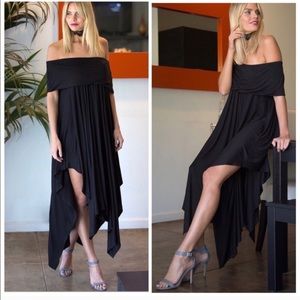 Black Off the Shoulder Midi Dress